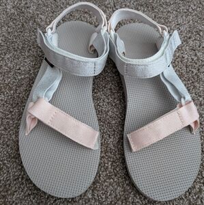 Teva sandals original 9M silver pink metallic
